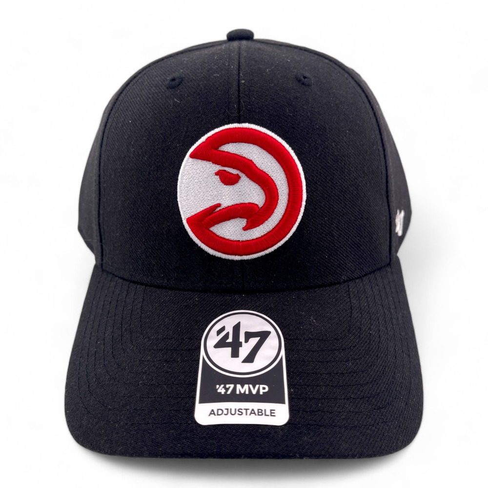 NEW '47 Brand Atlanta Hawks NBA Black/Red Logo MVP Adjustable Hat Cap - Picture 2 of 5